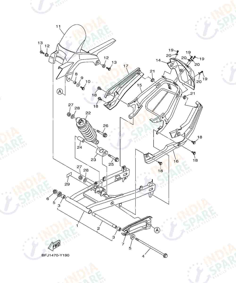 YAMAHA D001 FZ RAVE Series REAR ARM & SUSPENSION